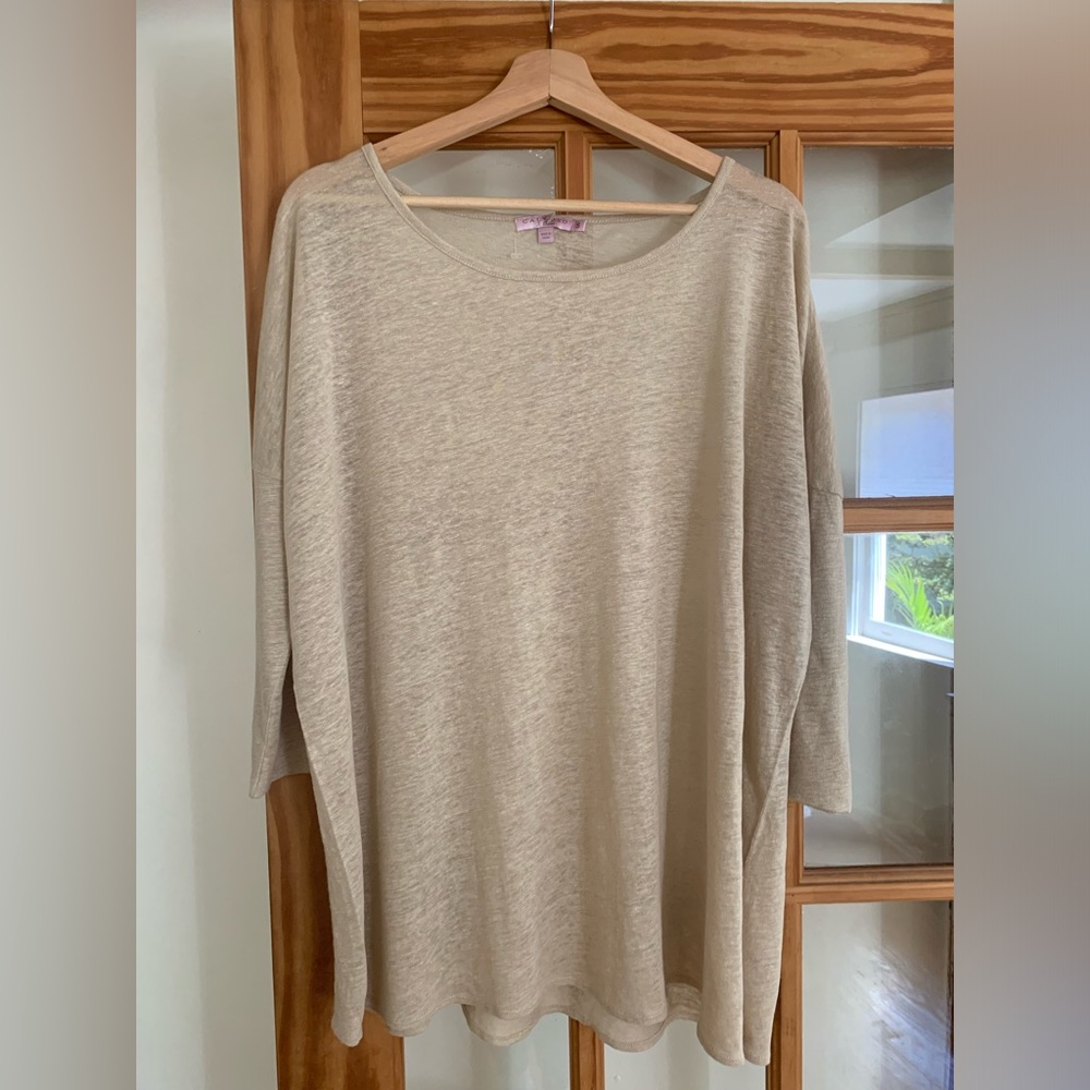Calypso St Barth Linen Tunic top size small beige